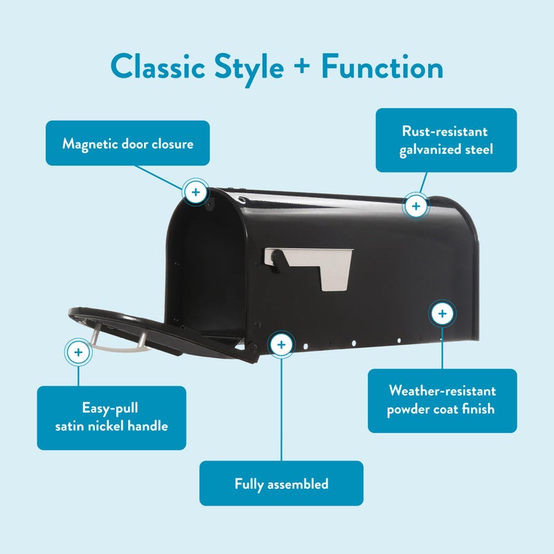 Architectural Mailboxes Franklin Post Mount Mailbox, Black with Silver Accents, FM110BEC - Image 4